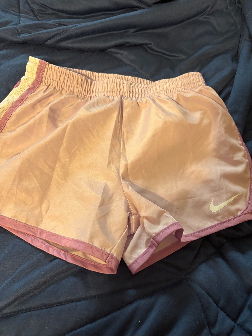 Nike Women’s Peach-Pink Athletic Shorts with Contrast Trim